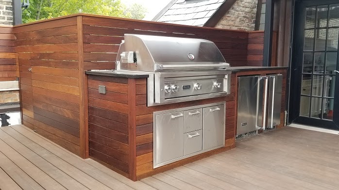 outdoor wooden kitchen of the chicago roof deck
